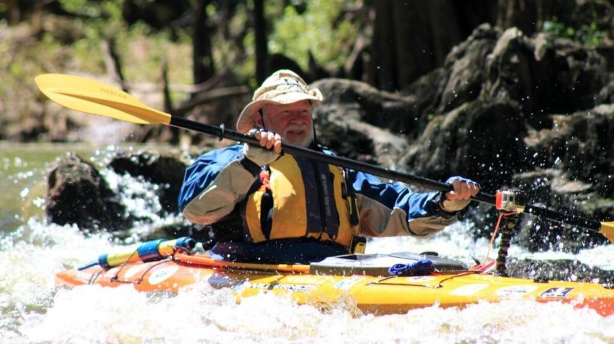 Tom Taylor of Greenville enjoys a refreshing descent along rapids on Stevens Creek near Augusta, Ga. - the closest whitewater to the Lowcountry.