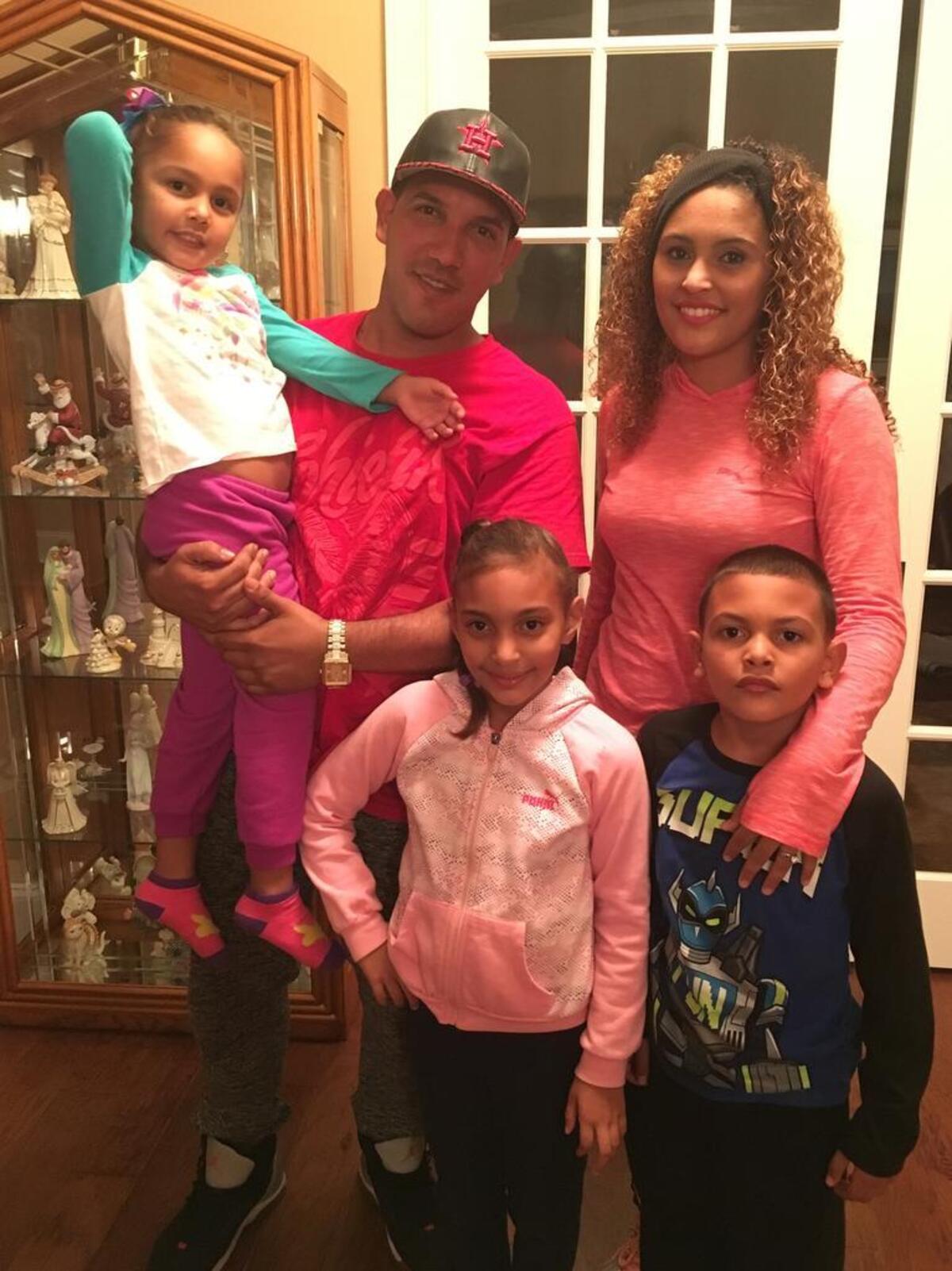 Tyrone Torres, 31, is pictured holding his daughter Tashary, 5, and with his children’s mother, Leishka Quiñones, 25, daughter Tymary, 7, and son, Byron, 6.