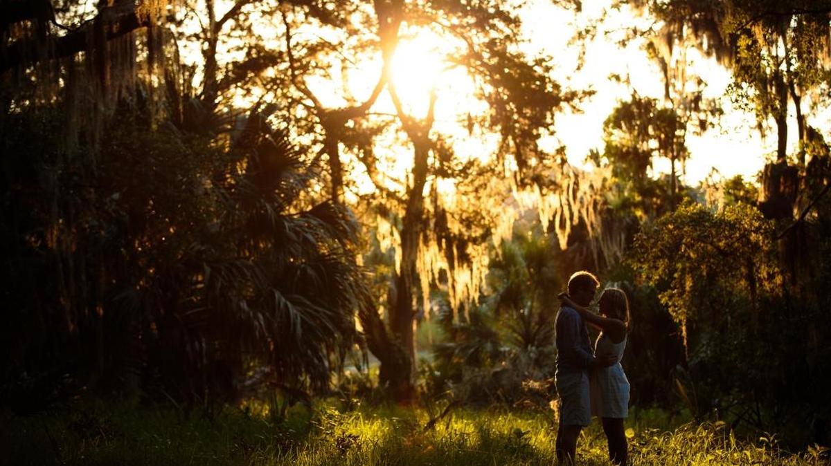 A couple is photographed at Haig Point on Daufuskie Island.