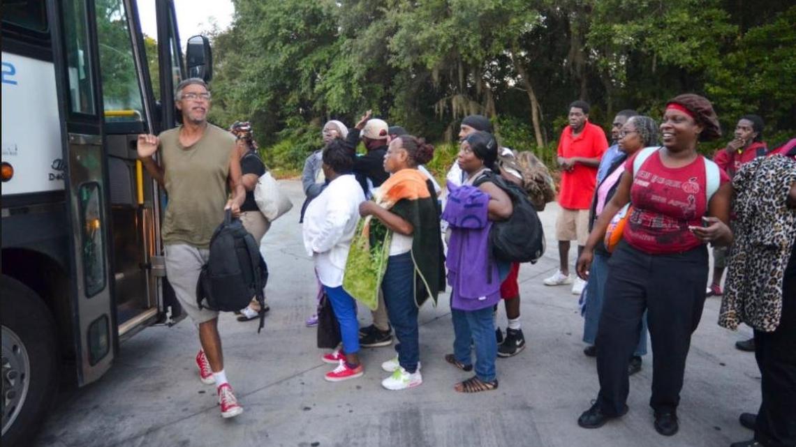 Passengers in Bluffton wait to switch buses on their way to Hilton Head Island.