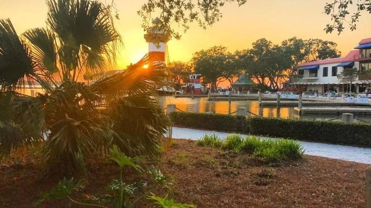 Hilton Head’s Harbour Town at sunset, captured in April just six months after the area was devastated by Hurricane Matthew.