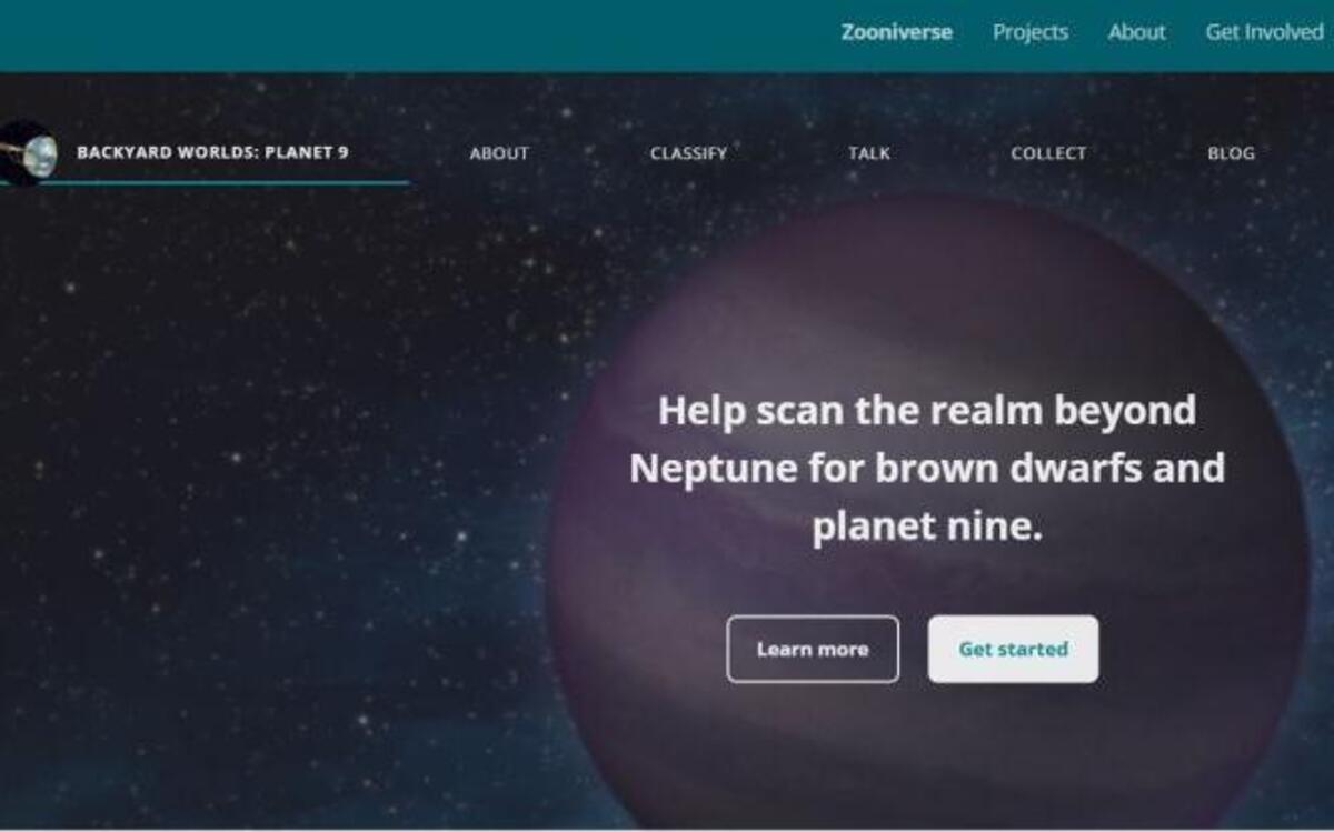 A screenshot of Backyard Worlds: Planet 9’s website, where citizen scientists help astronomers scour images taken by a NASA telescope in search of a new planet.