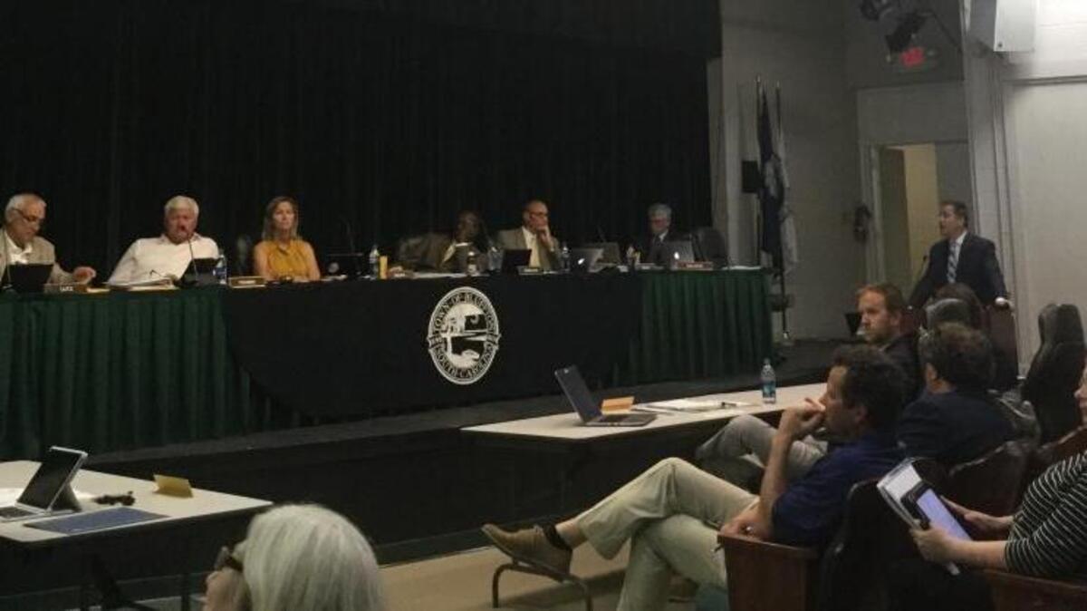 Bluffton town manager Marc Orlando, far right, presents the fiscal year 2018 budget proposal to members of Bluffton Town Council Tuesday night.