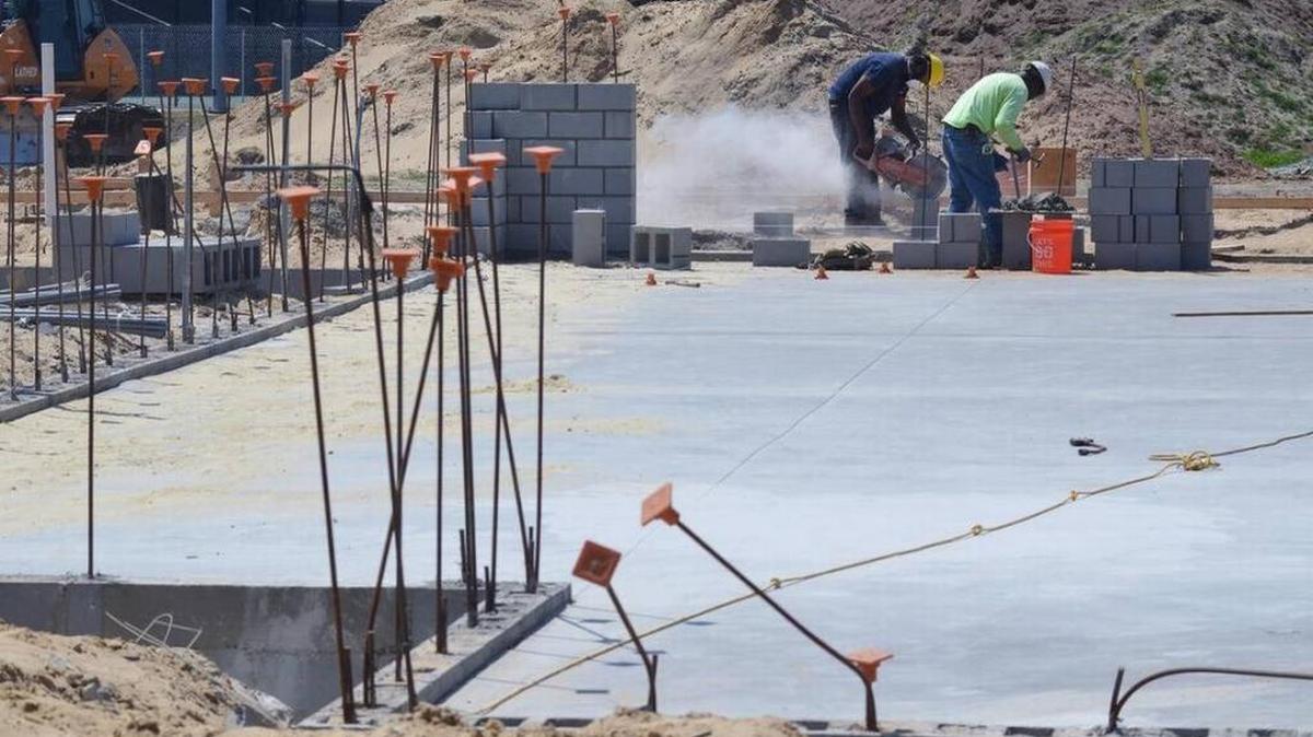 Work at Island Recreation Center is ongoing as the building is expanded.