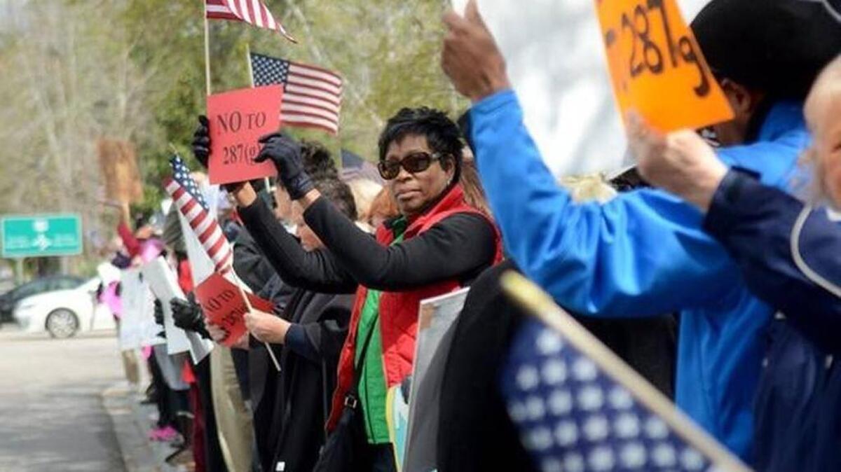 Protests against implementing a 287(g) task force within the Beaufort County Sheriff’s Office in Bluffton earlier this month.