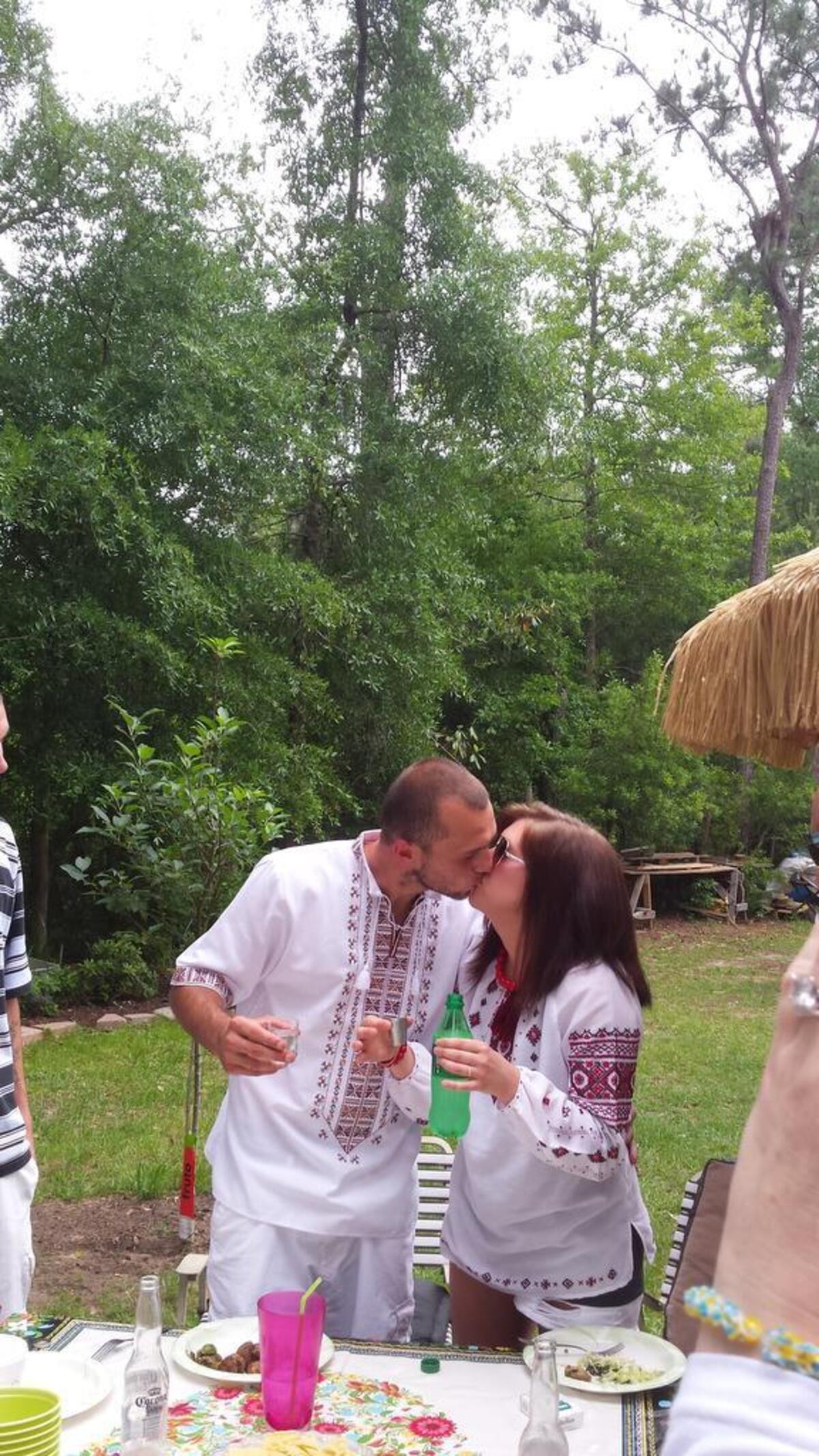 Andrey Golubets and Kristin Cooper kiss after their wedding on April 10, 2015 in Bluffton, S.C.