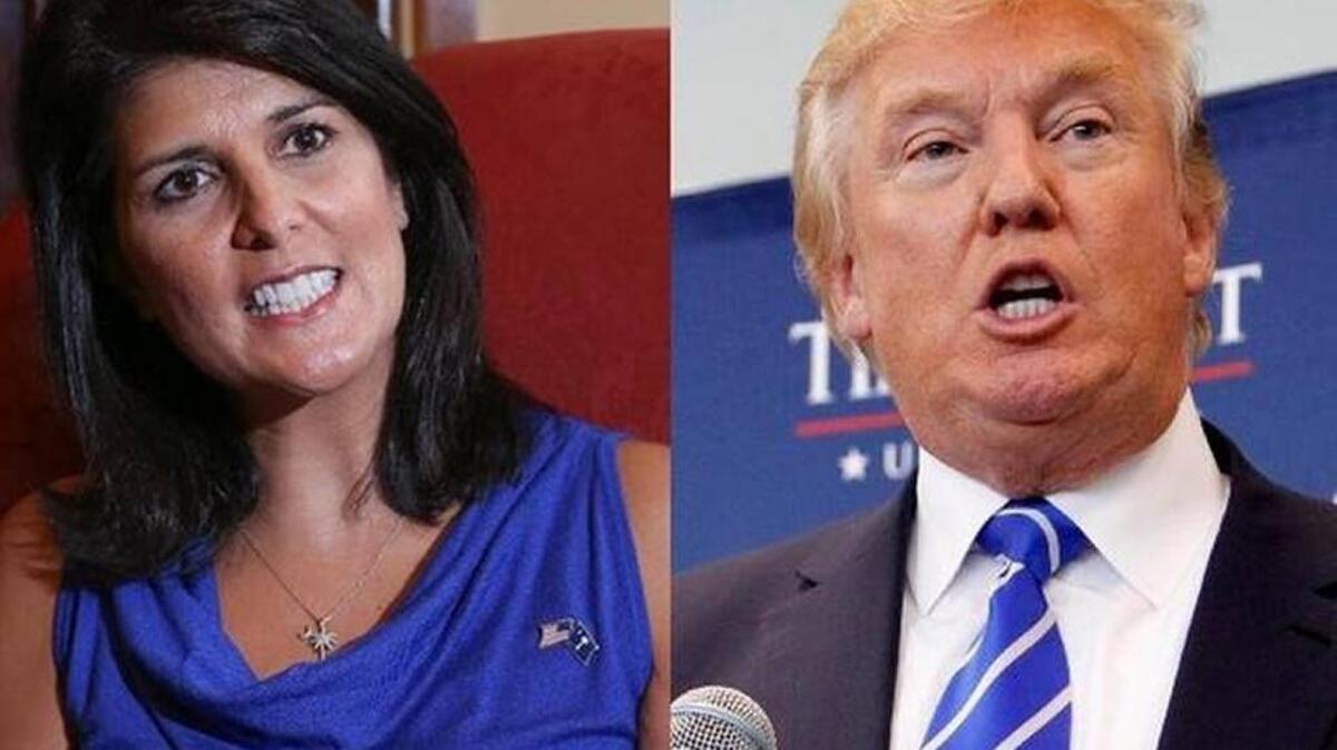 South Carolina Gov. Nikki Haley and President-elect Donald Trump