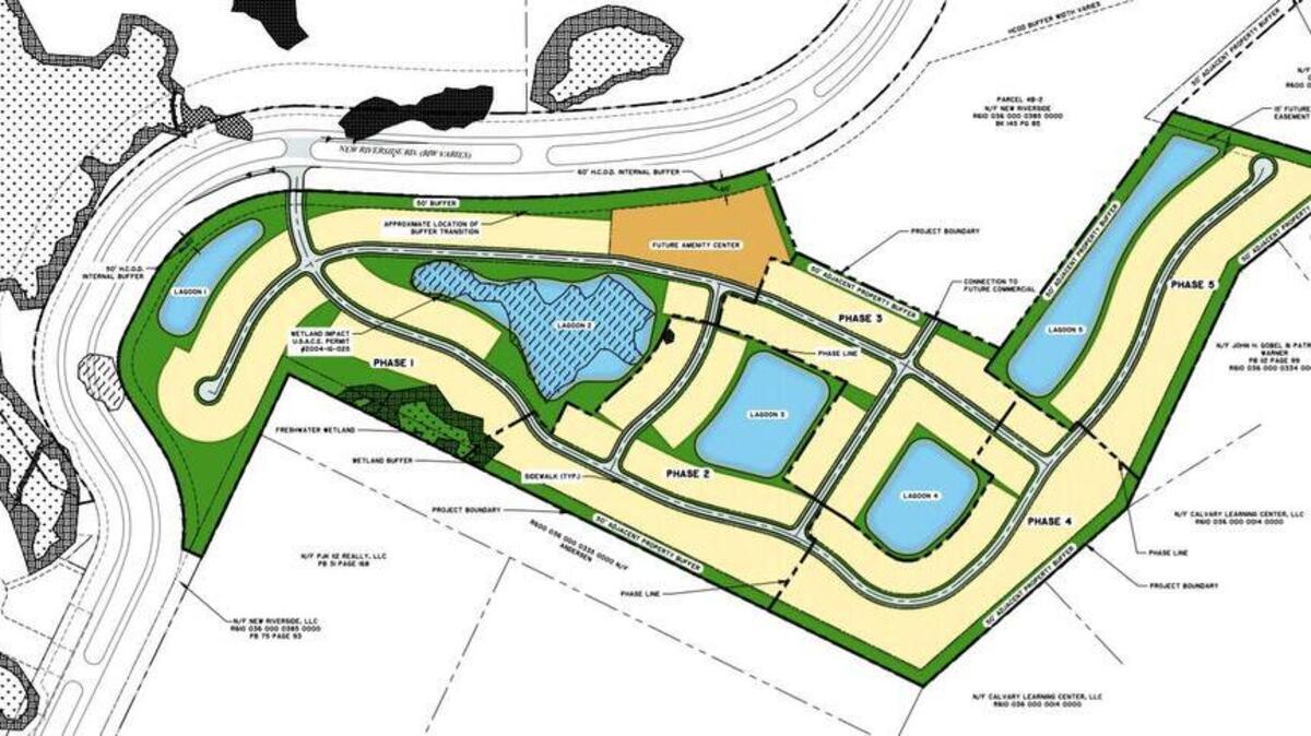 A map submitted to the Town of Bluffton shows preliminary plans for an expansion of the New Riverside neighborhood. The project, which recently was tabled by the Bluffton Town Council, could include as many as 300 new homes.