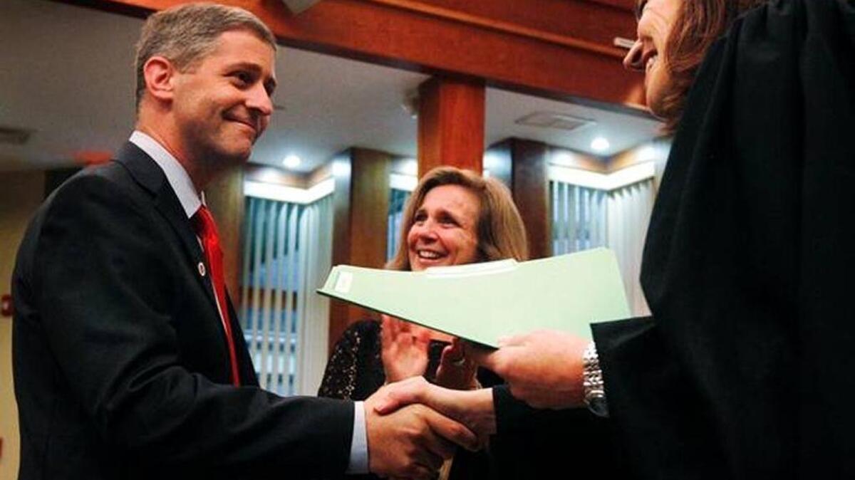 Mayor David Bennett after his swearing in as the new Mayor of Hilton Head Island in December 2014.