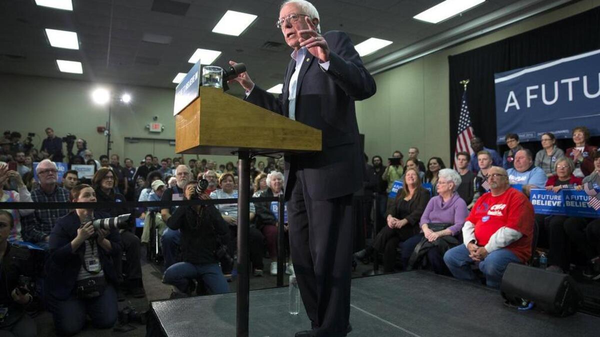 Democratic presidential candidate Sen. Bernie Sanders, I-Vt., speaks during a campaign rally, on Sunday, Jan. 31, 2016, in Waterloo, Iowa.