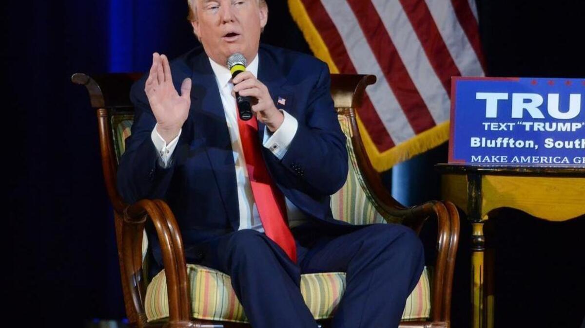 Republican presidential candidate Donald Trump returns to Sun City Hilton Head for a second campaign appearance on Feb. 17, 2016.