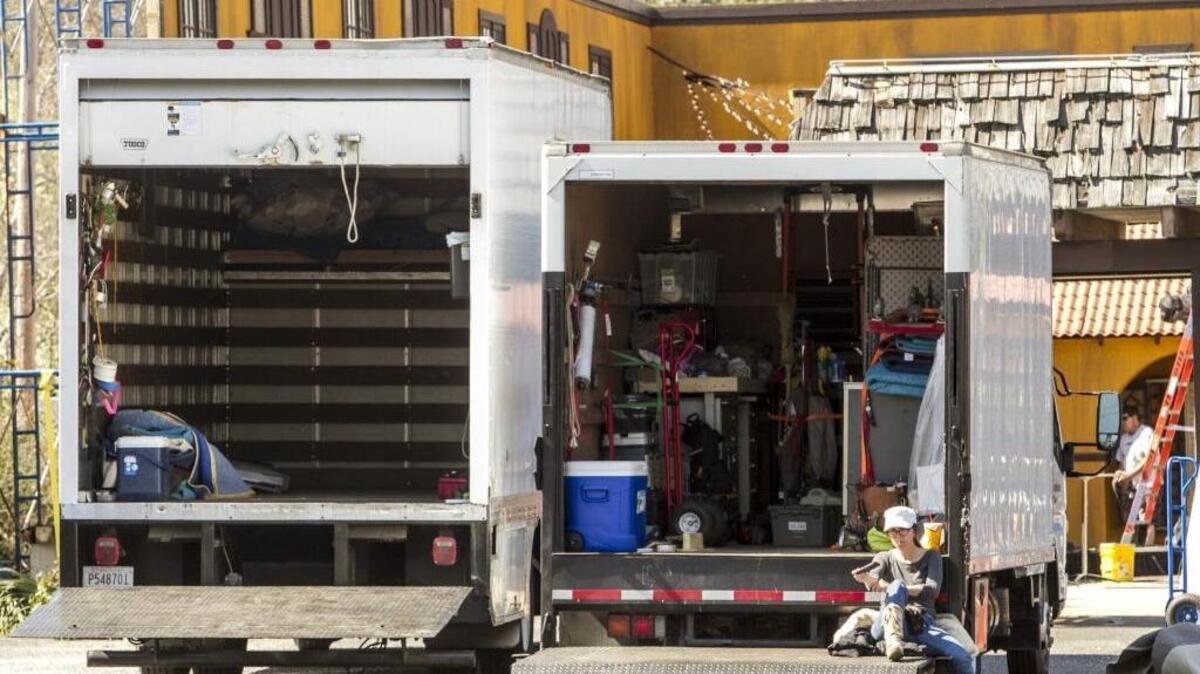 Crews work to build a set for an ABC television show “The Death of Eva Sofia Valdez” at the site of the former J. Edwards restaurant in Myrtle Beach.