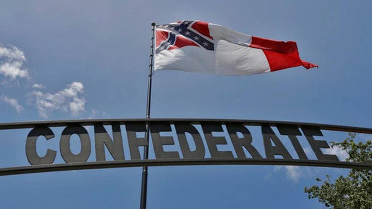 The Third Official Flag of the Confederacy flies over Confederate Memorial Park Thursday, Aug. 17, 2017, in Tampa, Fla.