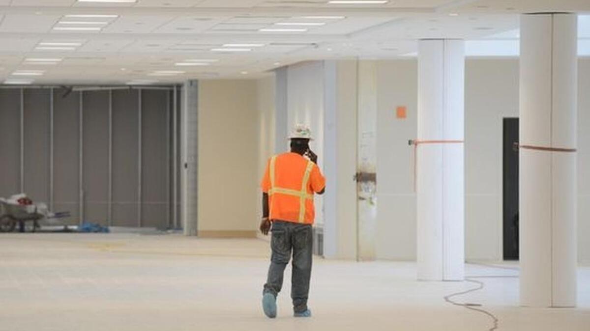Construction inside the Greenville-Spartanburg International Airport.