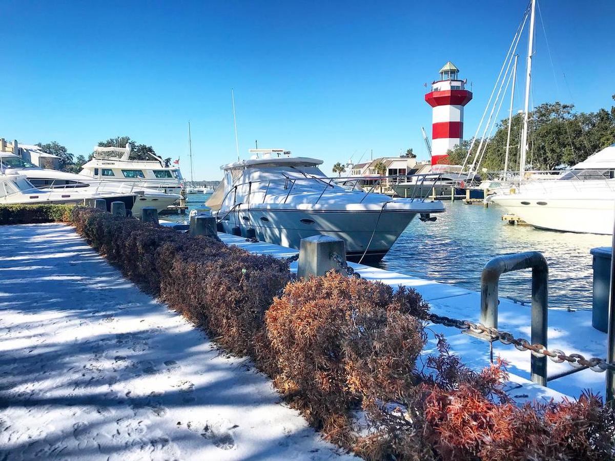 A historic winter storm dusted beaches and palmetto trees with snow, dropping 4.5 inches across Hilton Head Island.