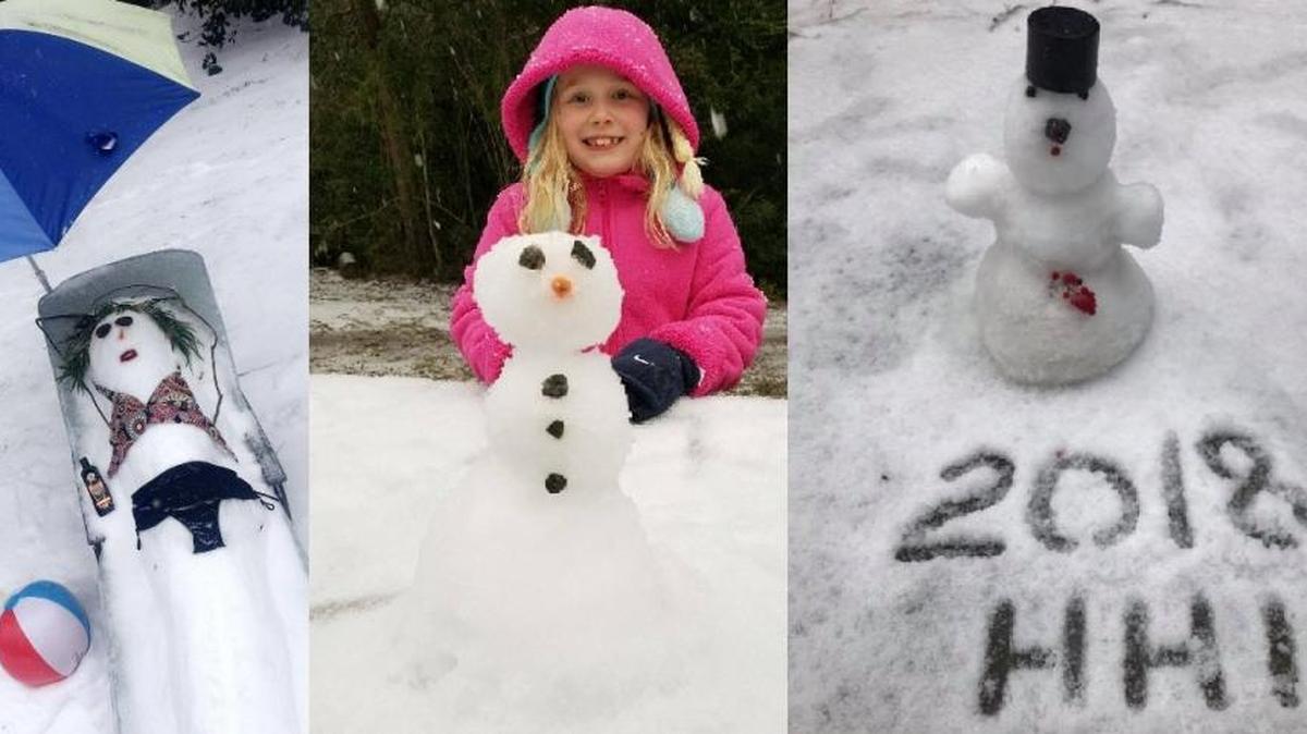 Many in Beaufort County spent Wednesday outside enjoying the rare snowfall. That included making snowmen.