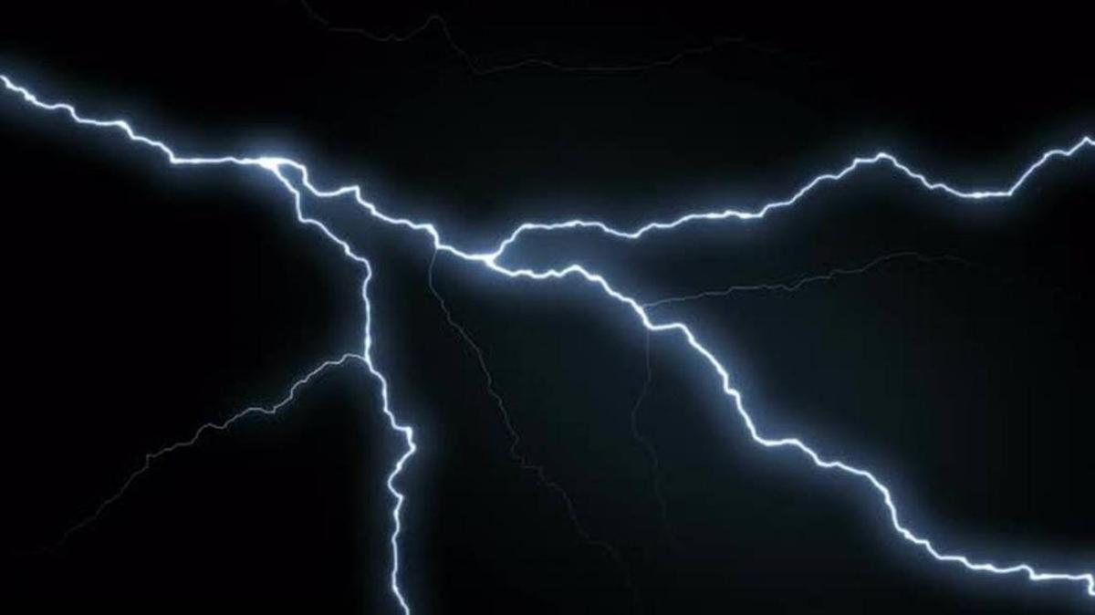 A photo of lightning in the sky.