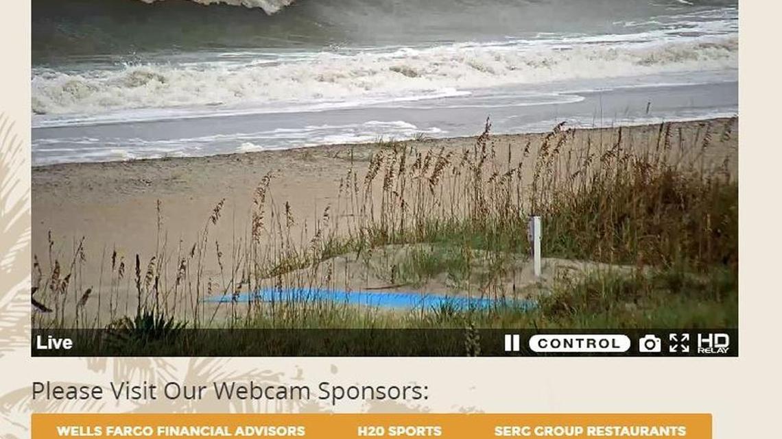 A screengrab shows the beachcamsusa.com surf camera on Hilton Head Island around 10:45 a.m. Oct. 7, as Hurricane Matthew approaches.