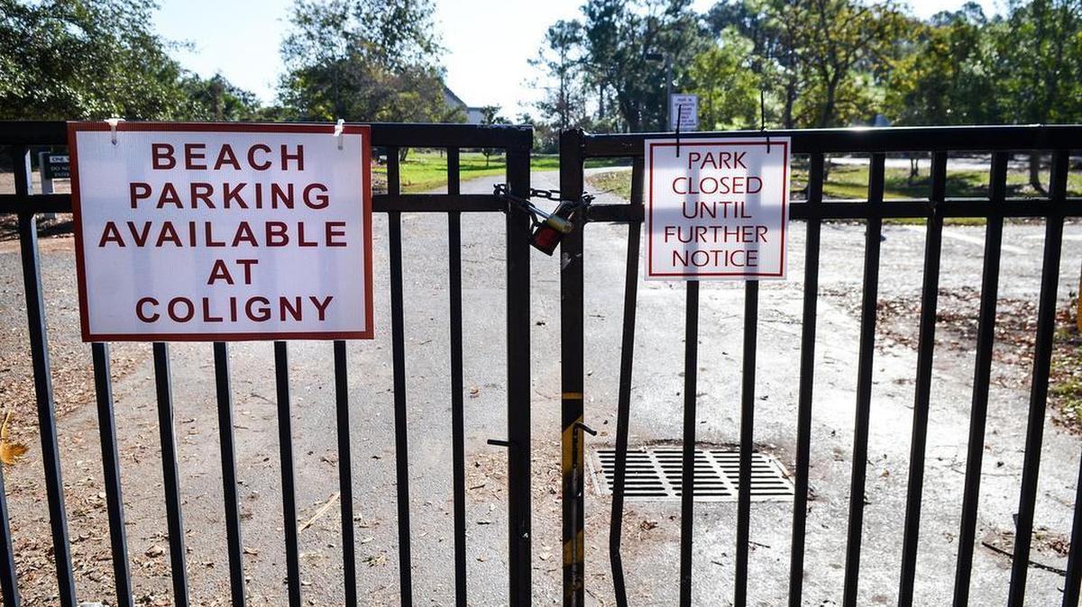 Dreissen Beach Park on Bradley Beach Road, photographed on Monday, is one of several Hilton Head Island public beach access points that has remained closed since Hurricane Matthew hit on Oct. 8.