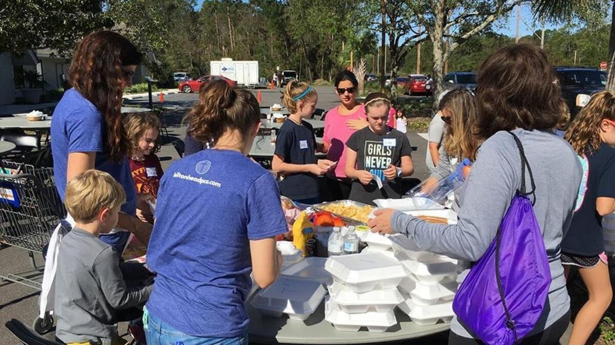 Volunteers work in the Hurricane Matthew relief operation at Hilton Head Presbyterian Church (PCA).
