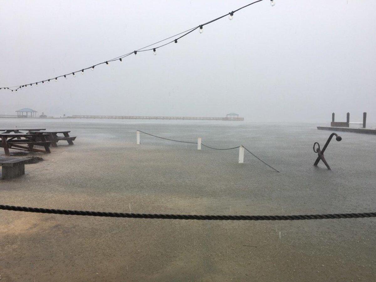 Flooding reported even before high tide on Monday, Sept. 11, 2017 at Hudson’s, a popular Hilton Head restaurant.