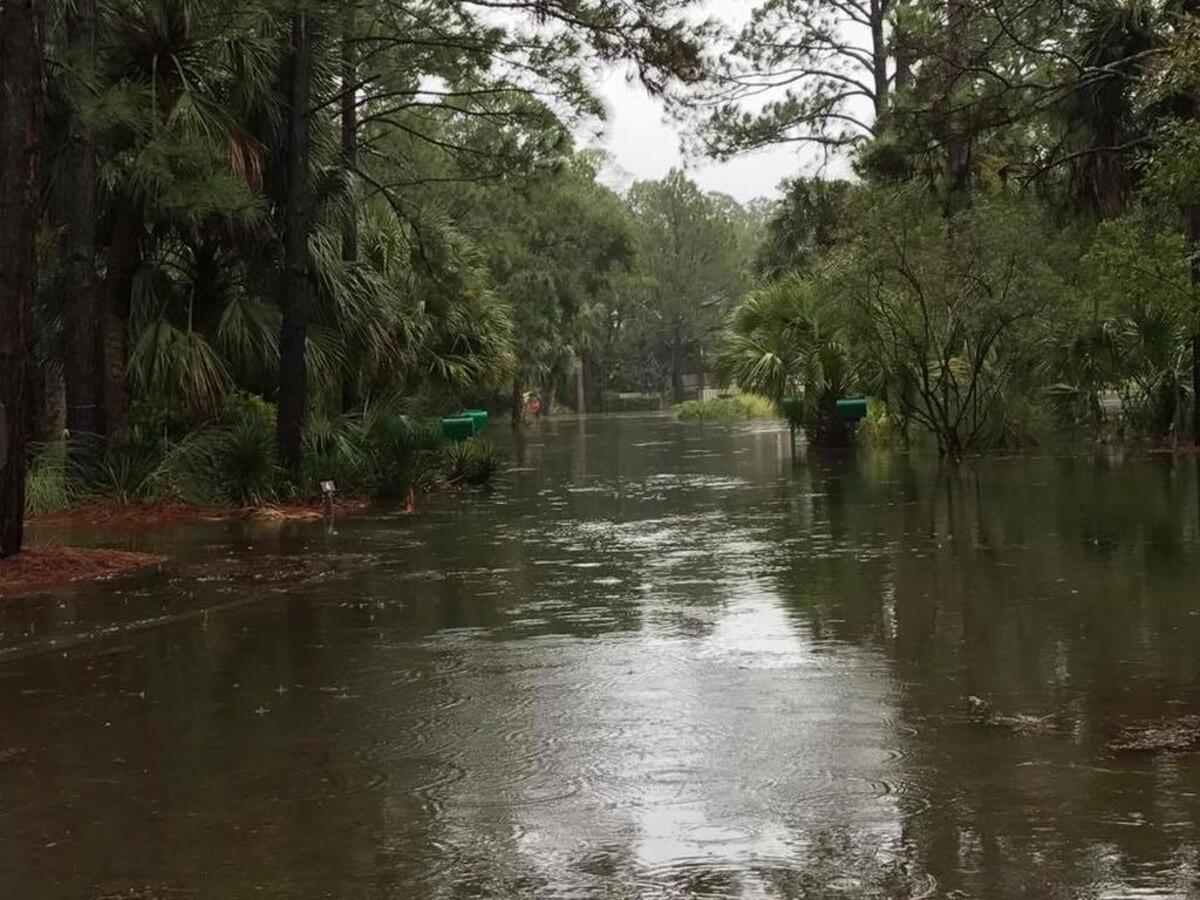 Sprunt Road, flooded from Tropical Storm Irma, in Sea Pines Plantation on Monday, Sept. 11, 2017