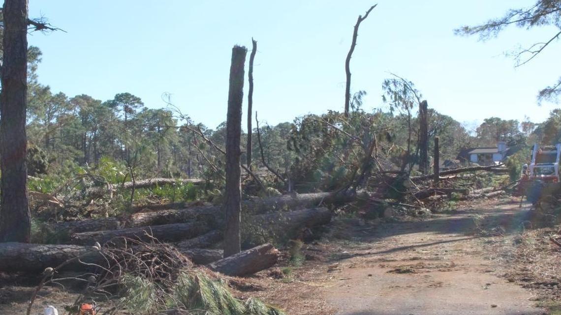 Crews work to clean up a vacant lot in Oyster Reef. Many trees were downed in that part of Hilton Head Plantation during Hurricane Matthew’s Oct. 7-8 passage near Hilton Head Island.
