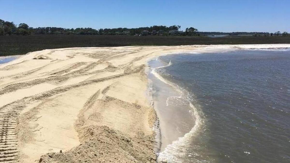 Pine Island Beach after a “mini-beach renourishment” which brought 2,000 cubic yards of sand to the beach.