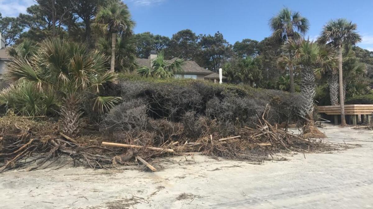 Debris is scattered along beaches in Sea Pines after Tropical Storm Irma blew through the Lowcountry on Monday.
