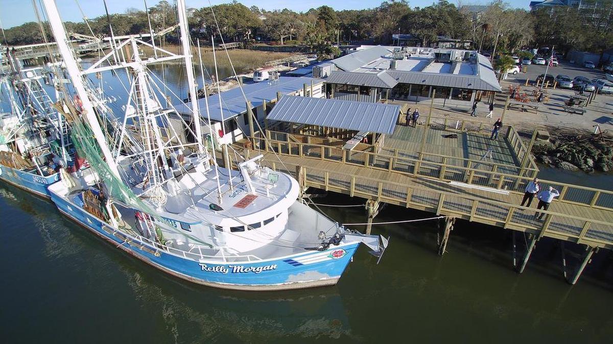 The recently rebuilt docks and waterfront dining area at Hilton Head Island’s Hudson’s Seafood House on the Docks. Andrew Carmines, owner, is expecting to have the docks completed before the end of the month as electricians work to restore power to the docks after they were demolished by Hurricane Matthew in October.