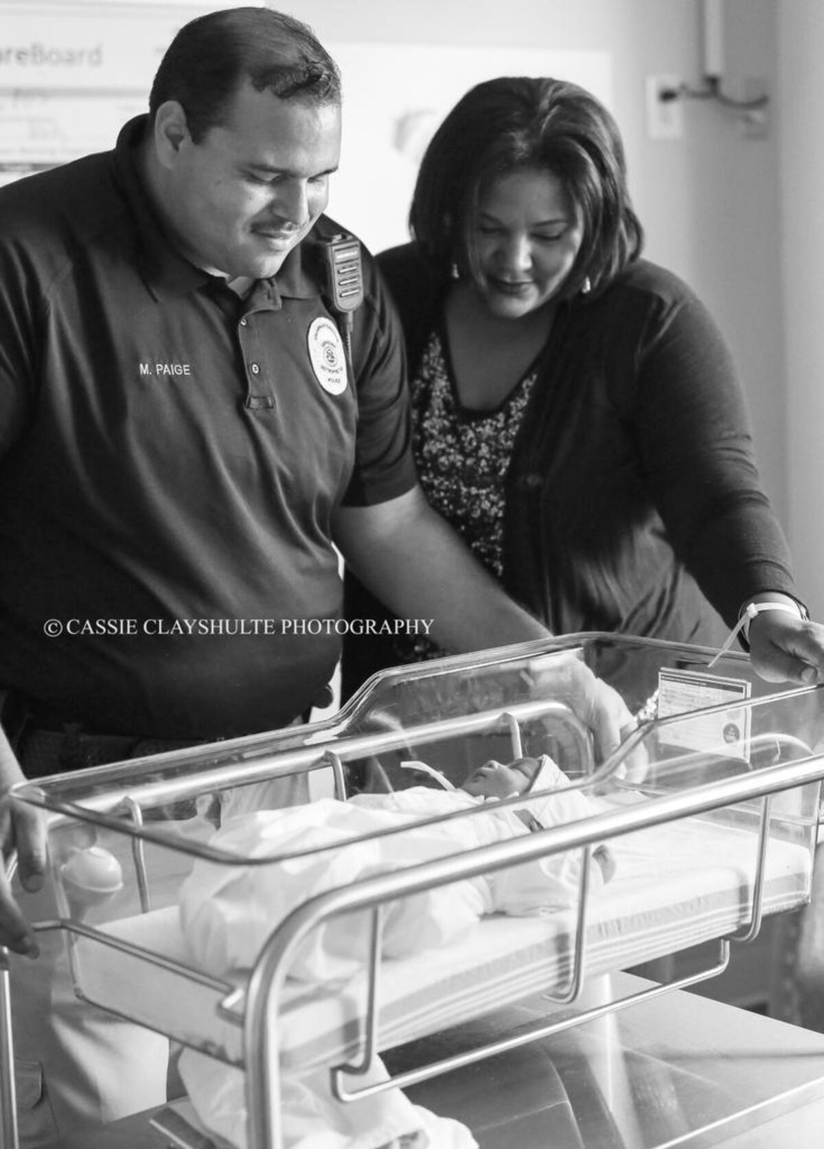Candice Simplis-Paige and Marcus Paige with their newborn daughter, Presley, at Coastal Carolina Hospital on Sept. 13, 2017.