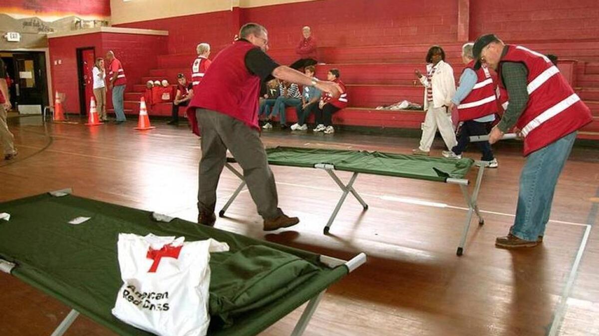 A Red Cross disaster training included setting up a shelter. File