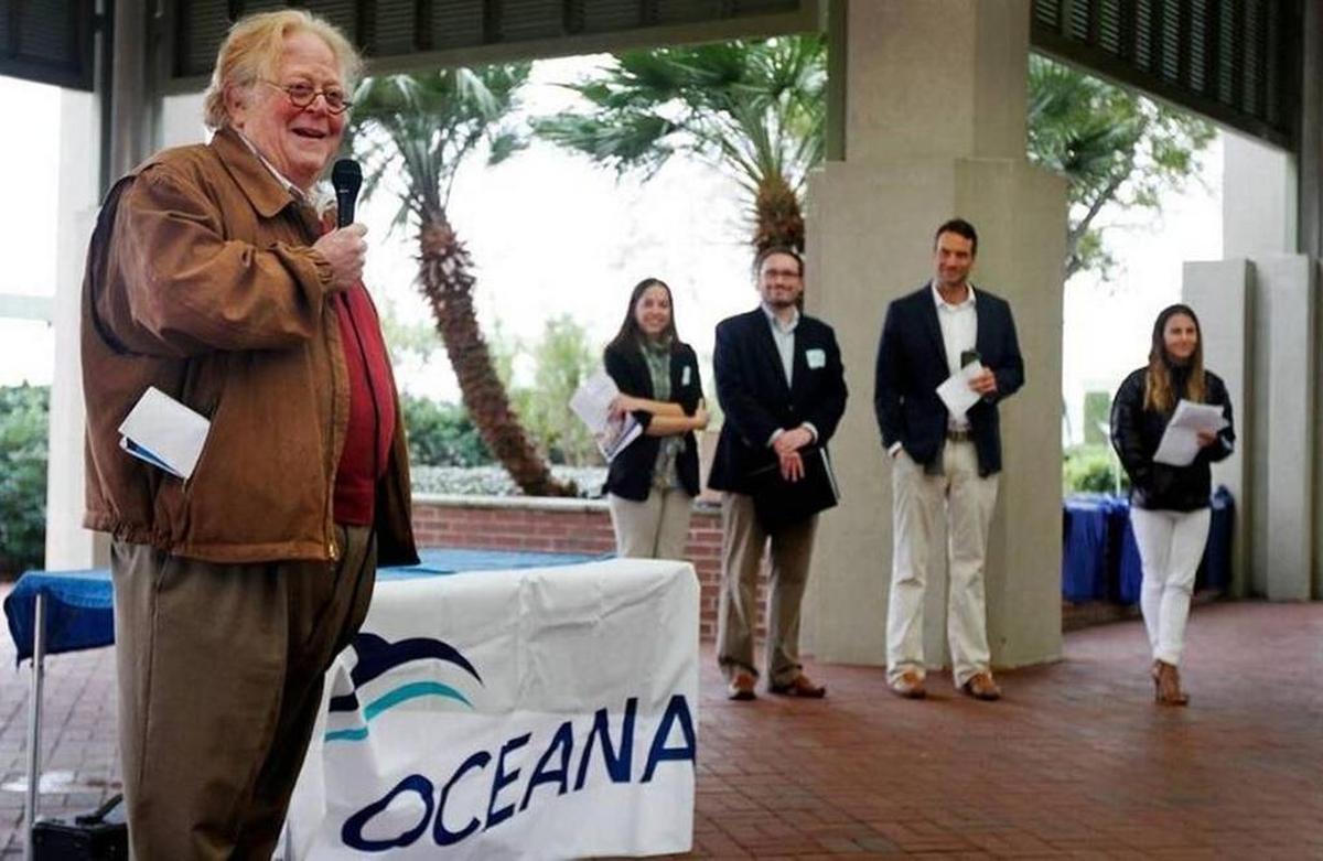 Beaufort’s then-Mayor Billy Keyserling speaks in Henry C. Chambers Waterfront Park in 2015.