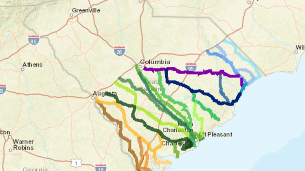 Screengrab of SC DOT’s hurricane evacuation routes