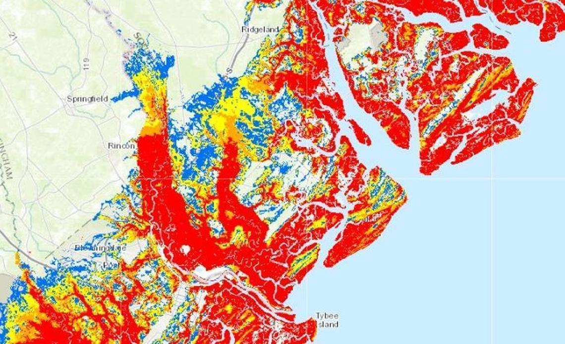 What a storm surge in the Lowcountry would look like during a Category 3 hurricane.