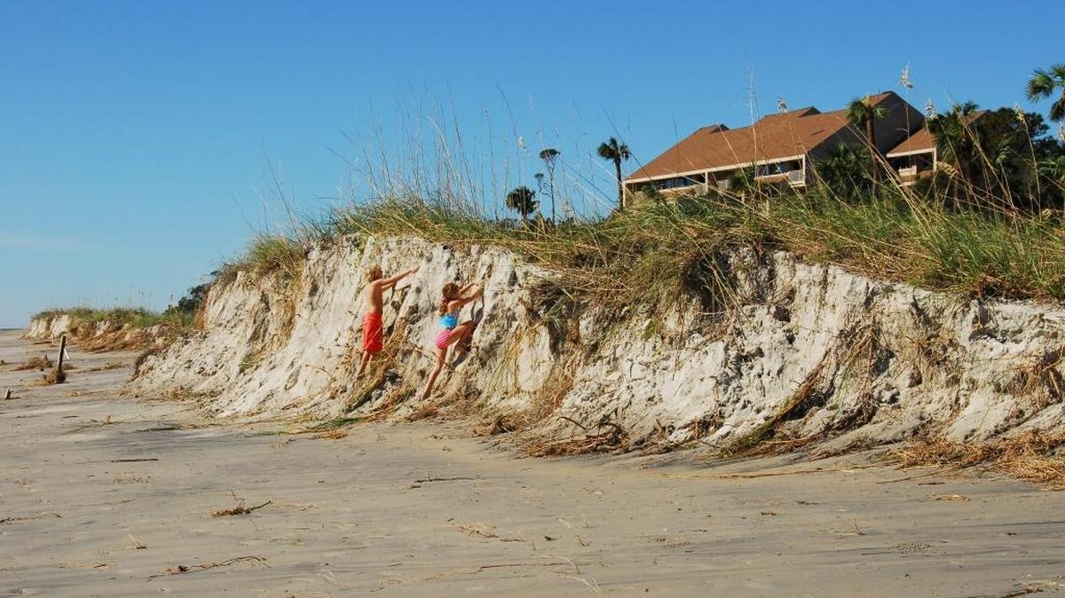 Children play near Villamere in Palmetto Dunes on Hilton Head Island, Oct. 9, 2016.