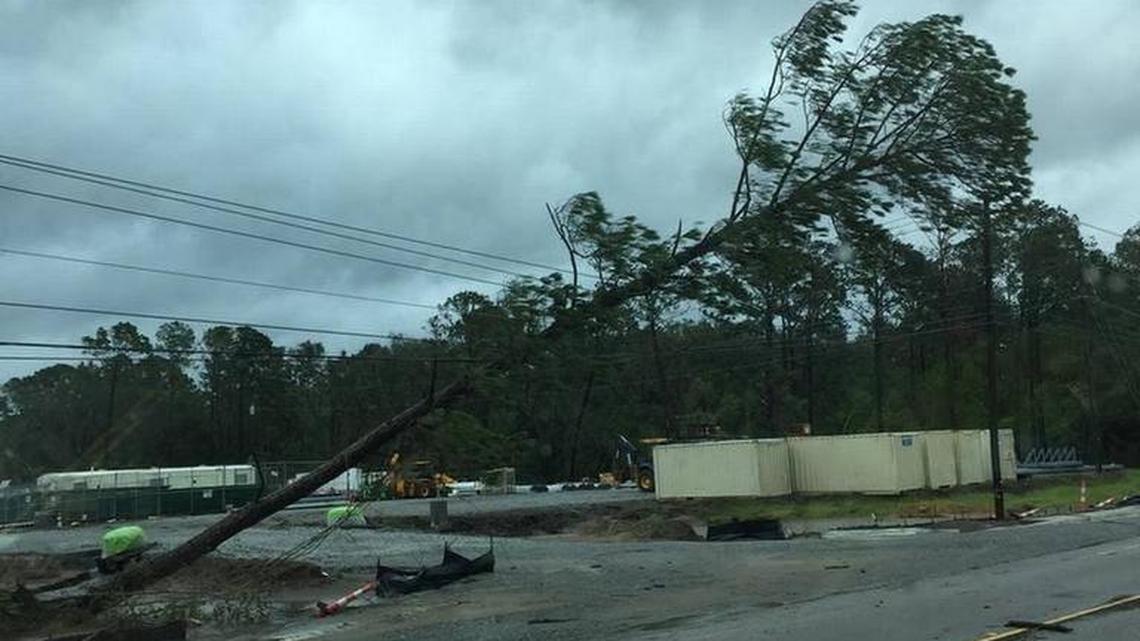 Trees have fallen on many of Beaufort County’s power lines including these on Lady’s Island.