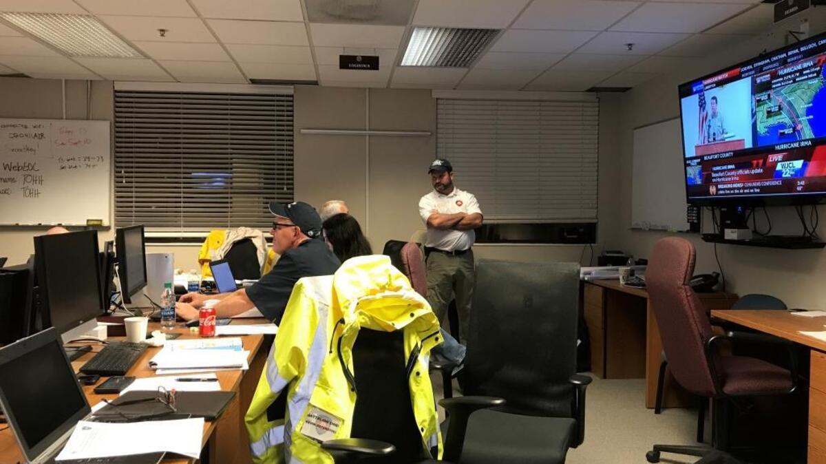 Town staff work in the Emergency Operations Center at the Hilton Head PSD on Sunday Sept. 10, 2017.