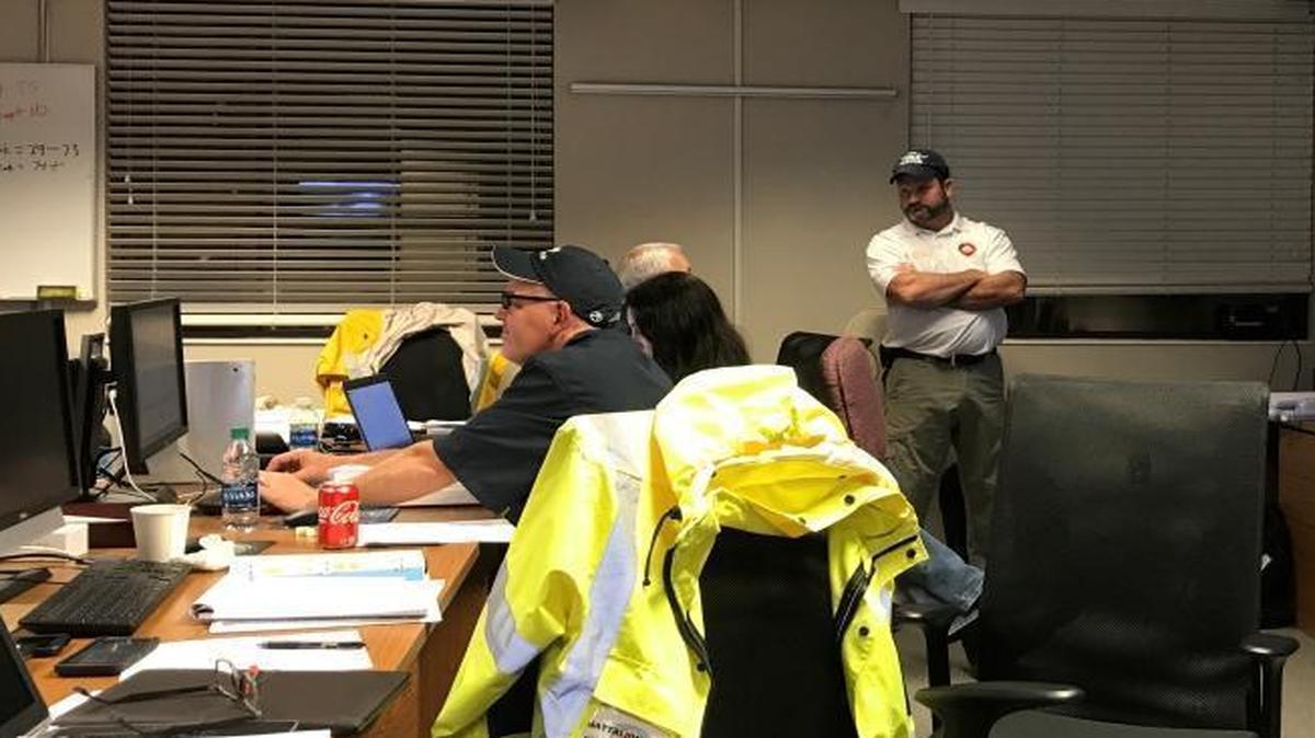 Town staff work in the Emergency Operations Center at the Hilton Head PSD on Sunday Sept. 10, 2017.