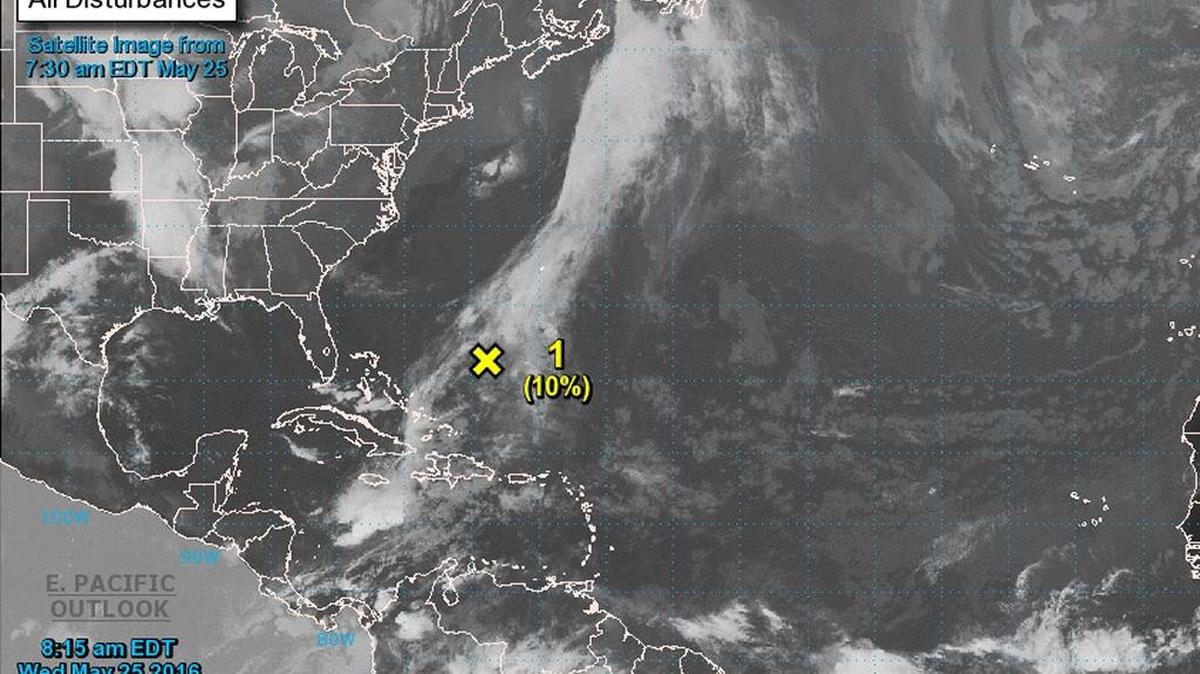 Satellite imagery of the western Atlantic Ocean around 8:15 a.m. May 25, 2016.