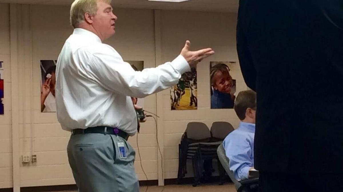 Superintendent Jeff Moss speaks to the Beaufort County Board of Education.