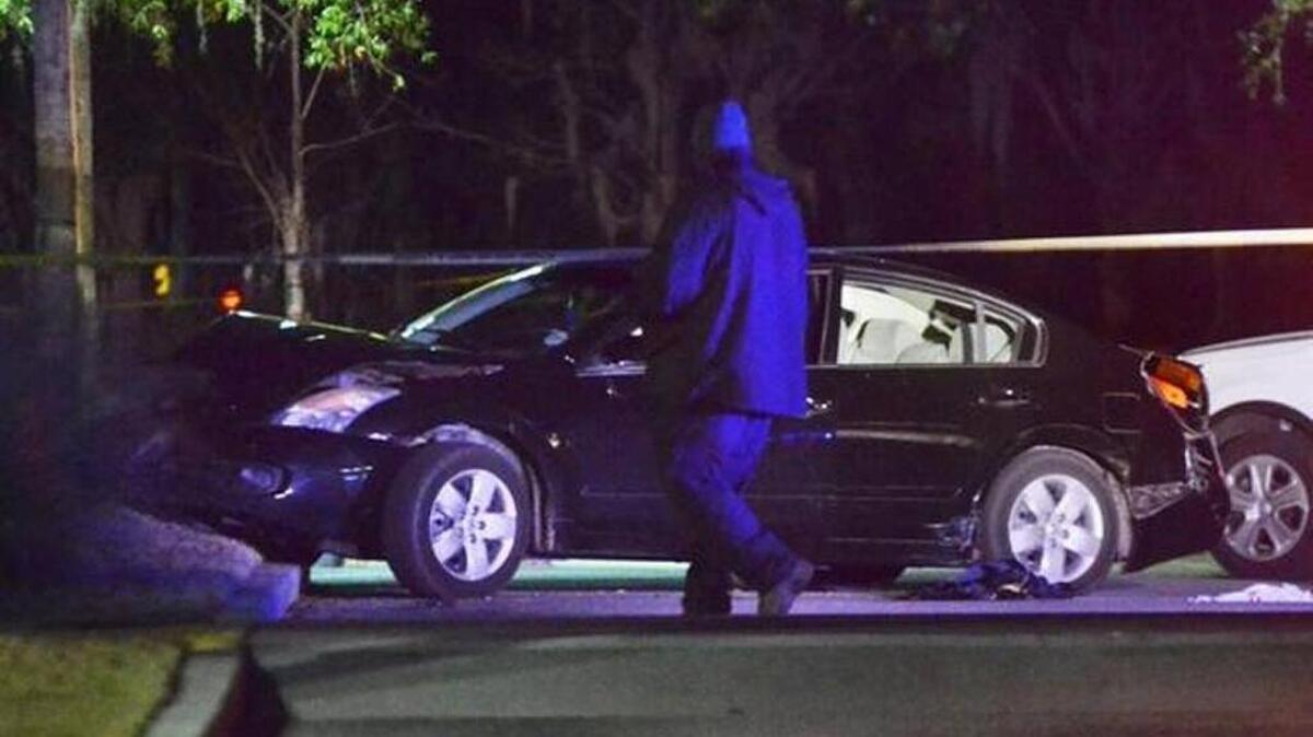 The vehicle of a man shot by a Beaufort County Sheriff’s Office deputy after a Dec. 9, 2016, traffic stop at Tanger Outlets 2 in greater Bluffton crashed into a tree during the incident.