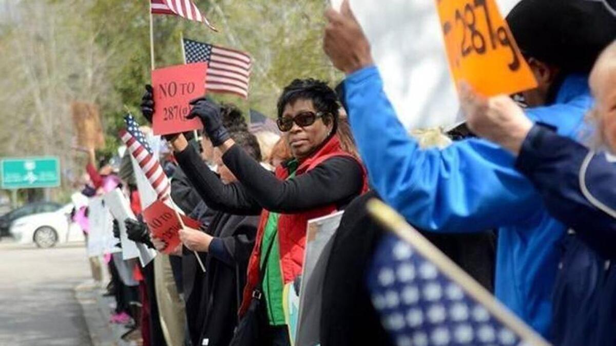 Protests against implementing a 287(g) task force within the Beaufort County Sheriff’s Office in Bluffton earlier this month.