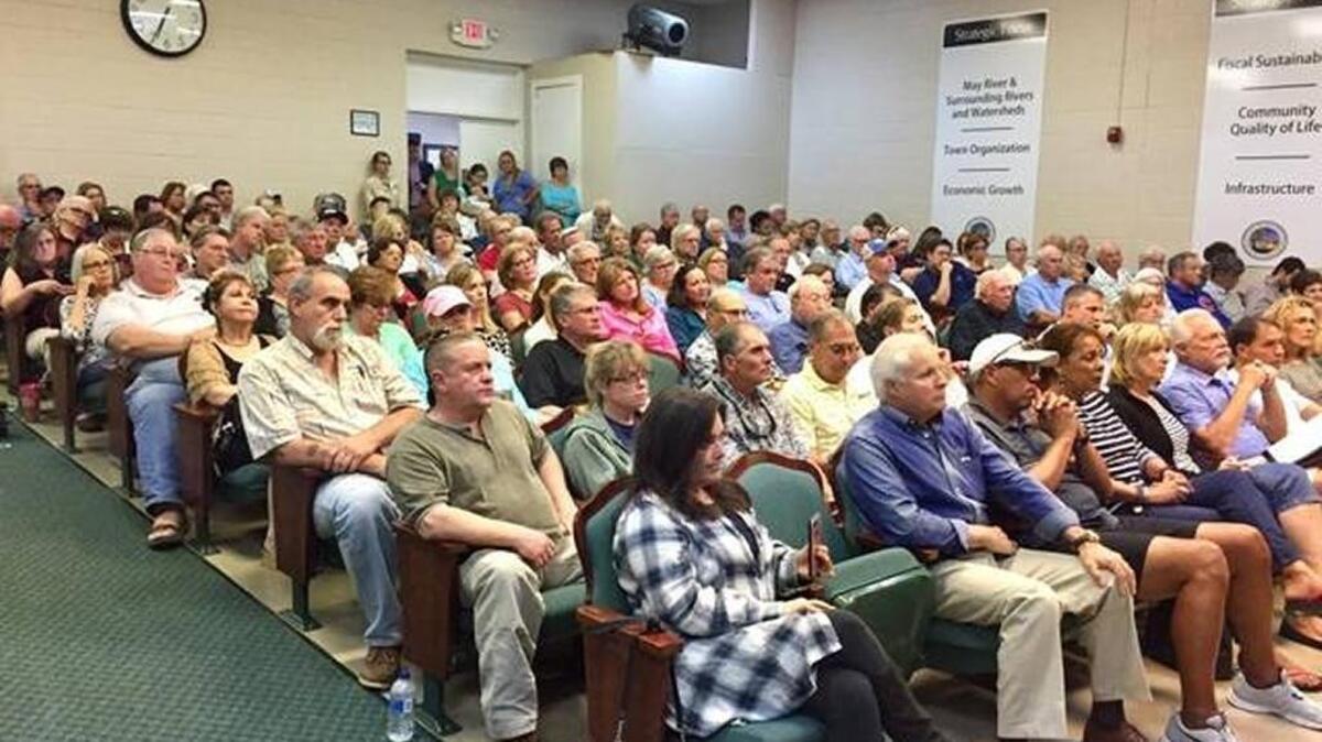 Public attention to the Hilton Head National golf course rezoning request has been intense for months, as seen at this forum in Bluffton in March.
