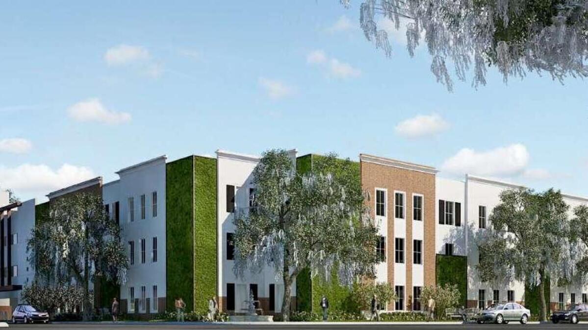 A conceptual drawing shows a proposed parking garage viewed from Craven and West streets in Beaufort.