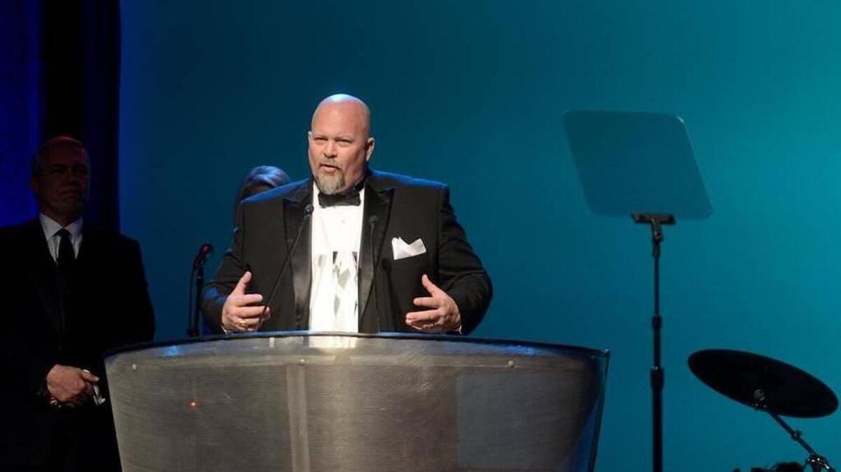 Mike Covert accepts the award when his business, Covert Aire, was named the Bluffton Regional Business Council Member of the Year at the Hilton Head Island-Bluffton Chamber of Commerce ball Feb. 27, 2016.