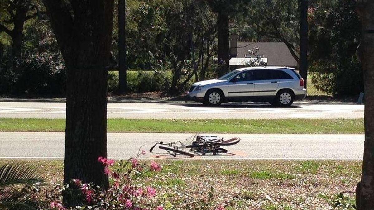 A bicycle lies in the road near Hilton Head Island’s Shelter Cove where a bicyclist was struck and killed by a vehicle on the morning of Feb. 16, 2017. Our research shows that 2016 was the worst year in more than a decade for bicyclists and pedestrians in Beaufort County.