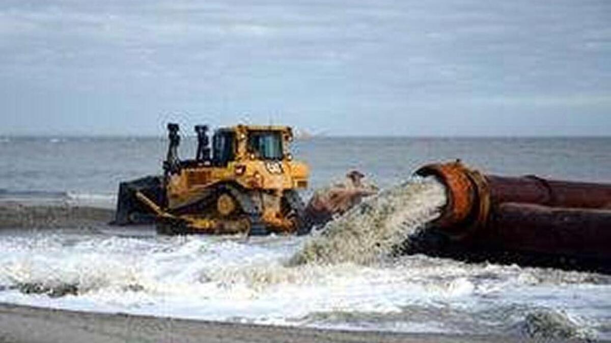 Typical scene from a beach nourishment project on Hilton Head Island in 2011.