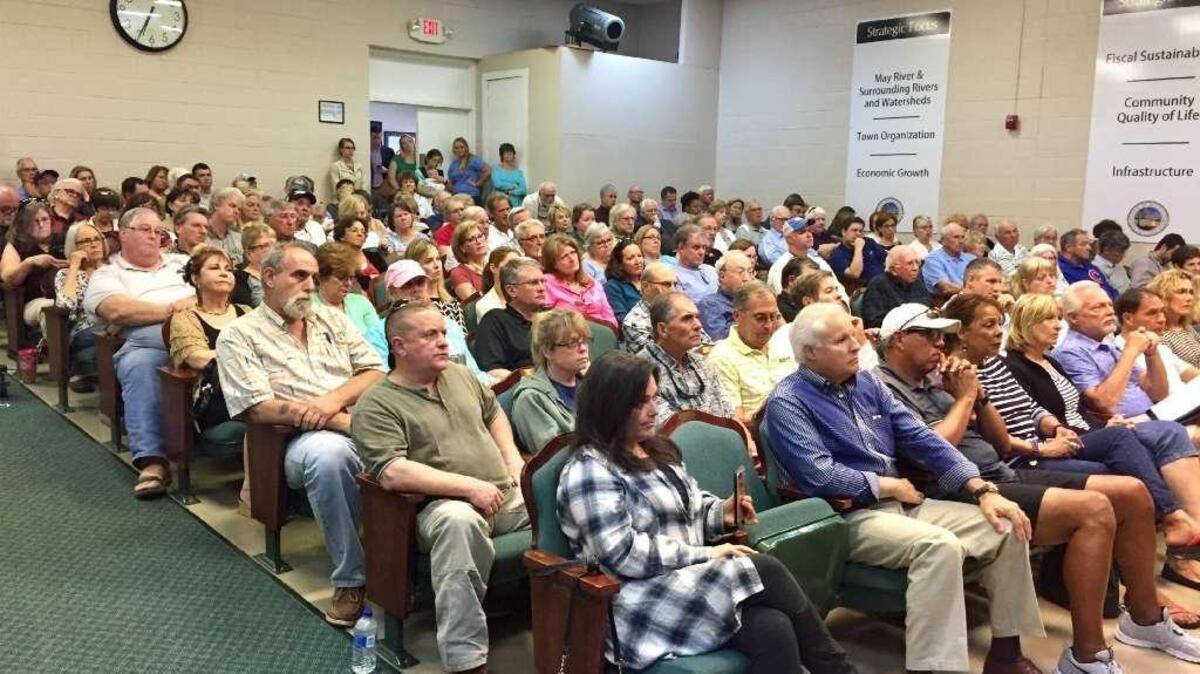 It was standing room only at Bluffton Town Hall at this public forum in March to discuss the proposed redevelopment of Hilton Head National Golf Club.