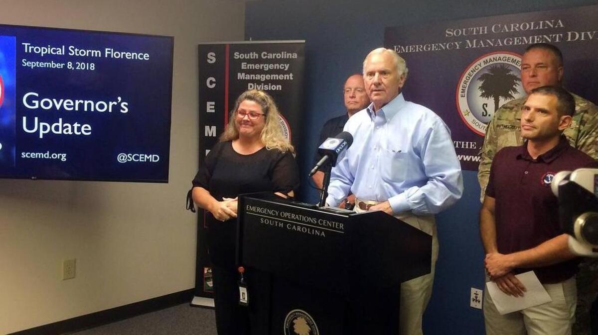 South Carolina Gov. Henry McMaster declared a state of emergency Saturday, Sept. 8, and mandatory evacuation on Monday, Sept. 10, ahead of Hurricane Florence then projected to make landfall in the Carolinas later in that week.